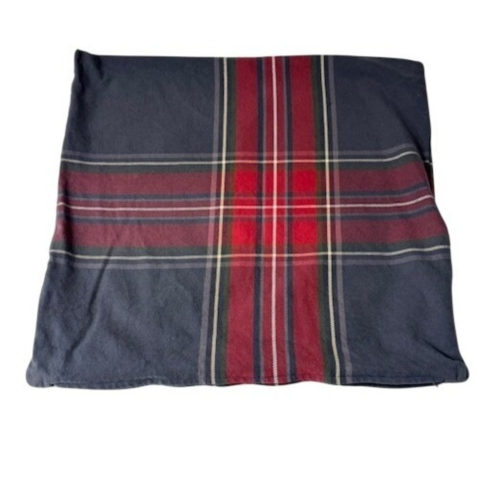 IKEA Junhild Cushion Cover 20x20 Navy Blue Red Plaid Tartan 304.167.57